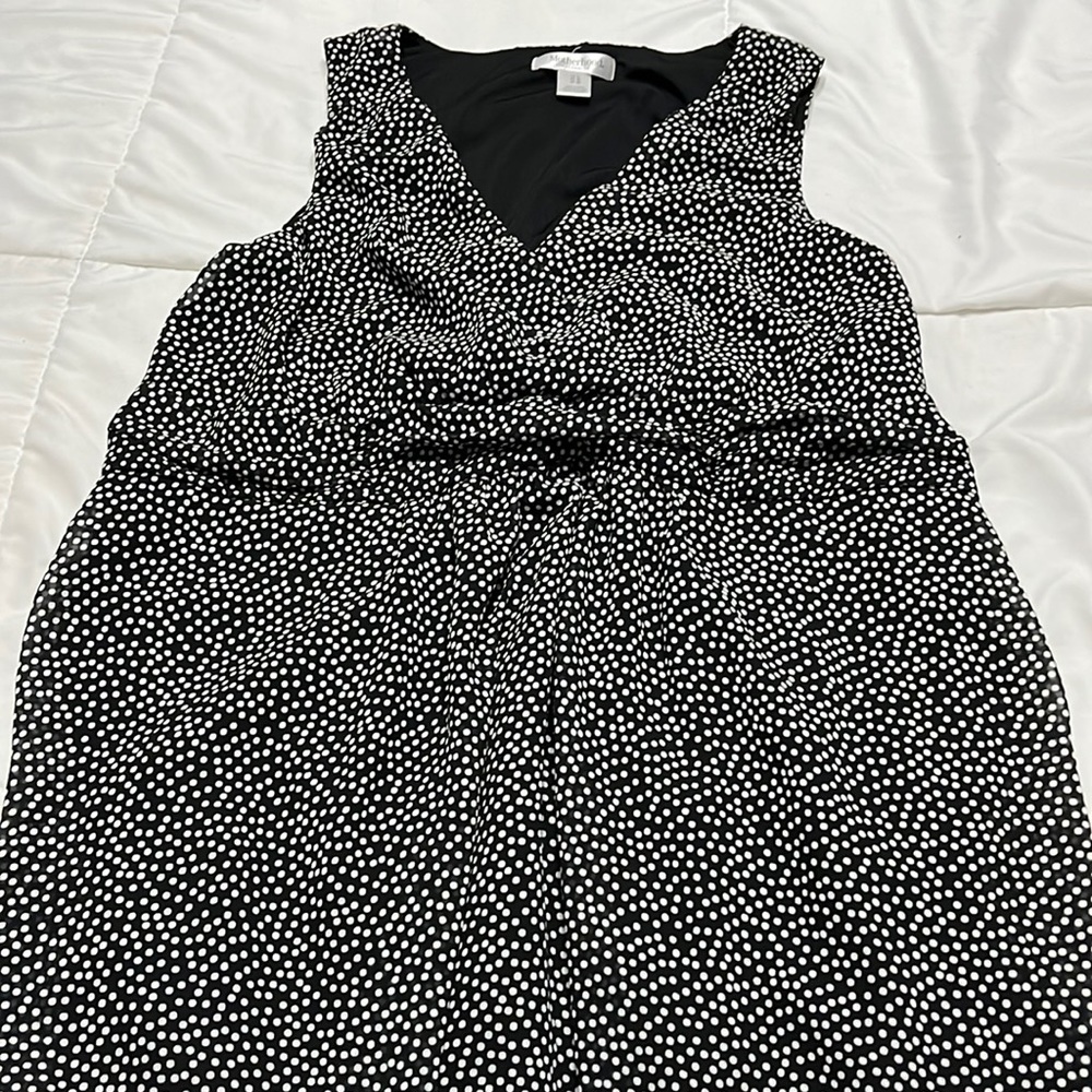 Motherhood Maternity sleeveless polka dot dress, in black and white, size large